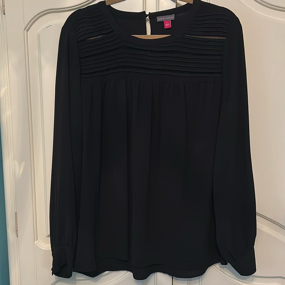 Vince Camuto | Lattice Blouse Black Large- 
Like new